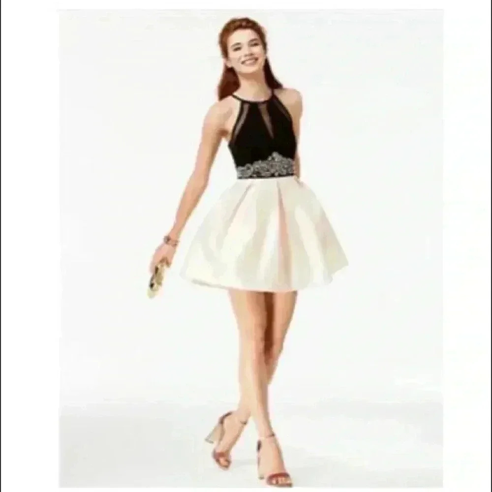 Nights By Teeze Me Short Fit & Flare Beaded Embellished Dress 3/4